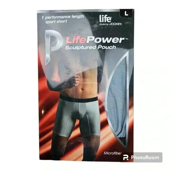 Jockey LifePower performance length sport short microfiber dark gray NIB NWT Lar - Picture 2 of 7